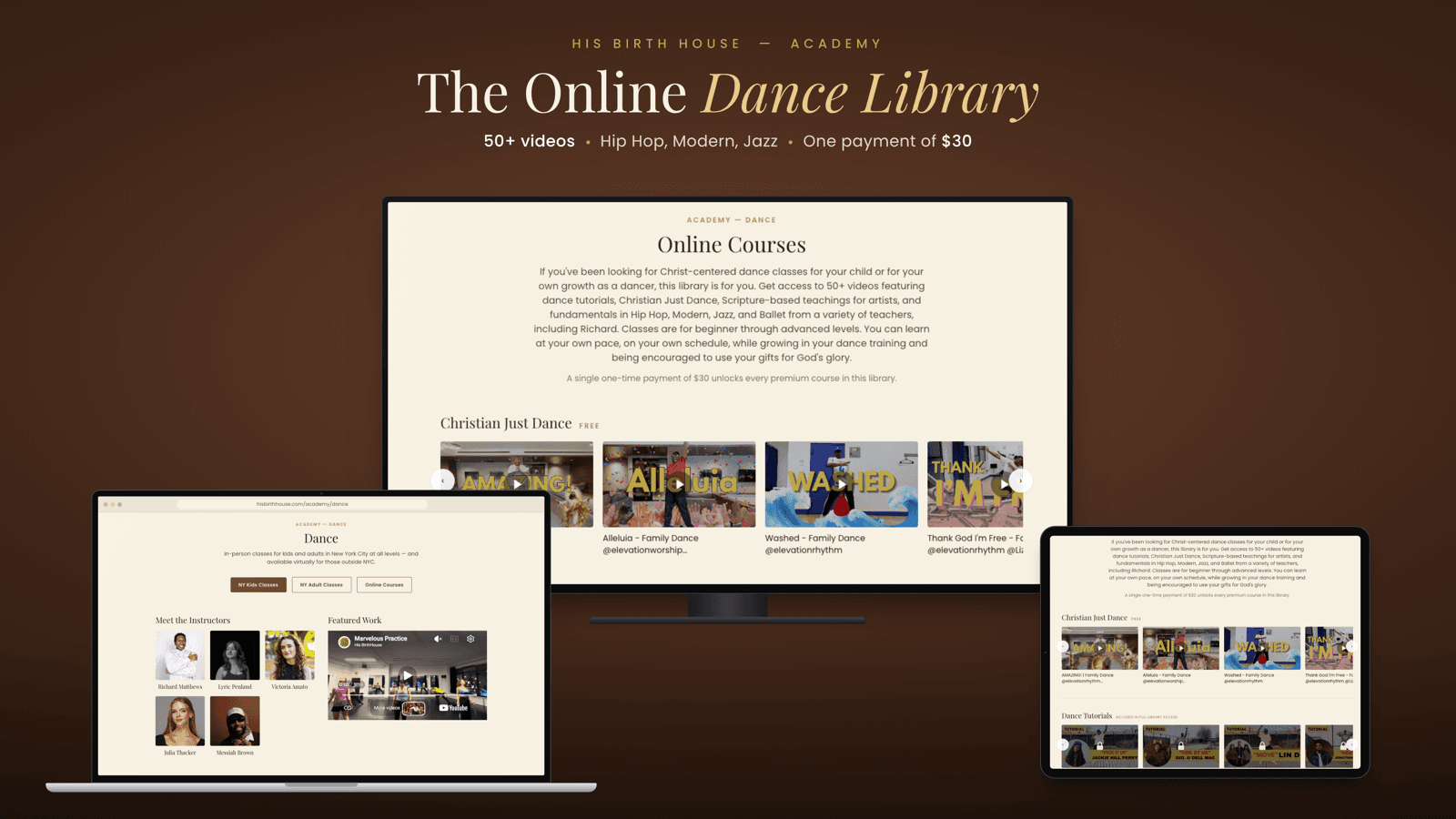 The Online Dance Library on TV, laptop and tablet