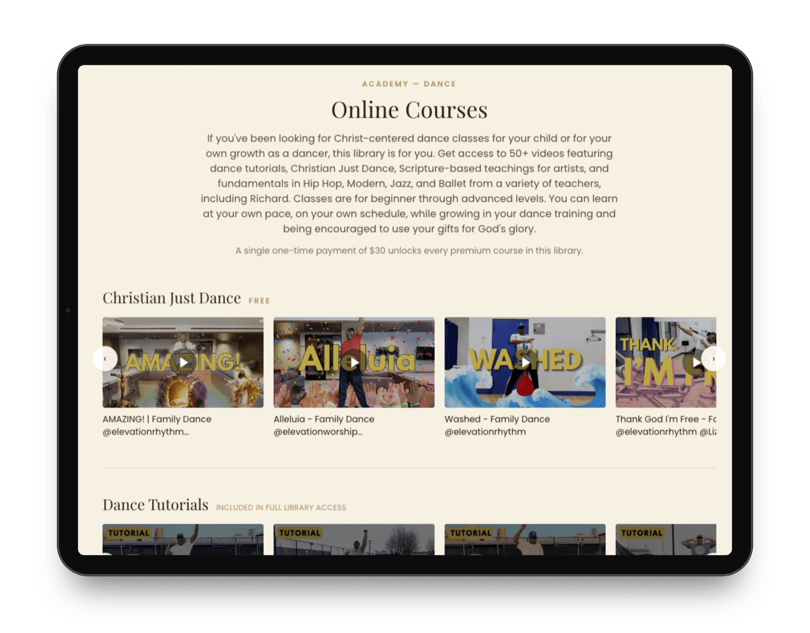 Online Courses on a tablet